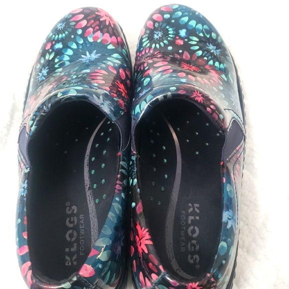 Klogs Footwear Nurse Clogs Floral Multicolor Patterned Leather 9M Slip Resistant - Picture 5 of 8